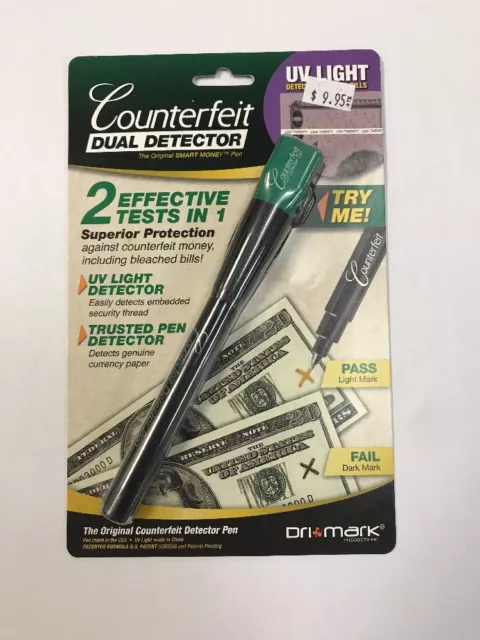 DriMark Smart Money Counterfeit Detector Pen with Reusable UV Led Light 351UVB