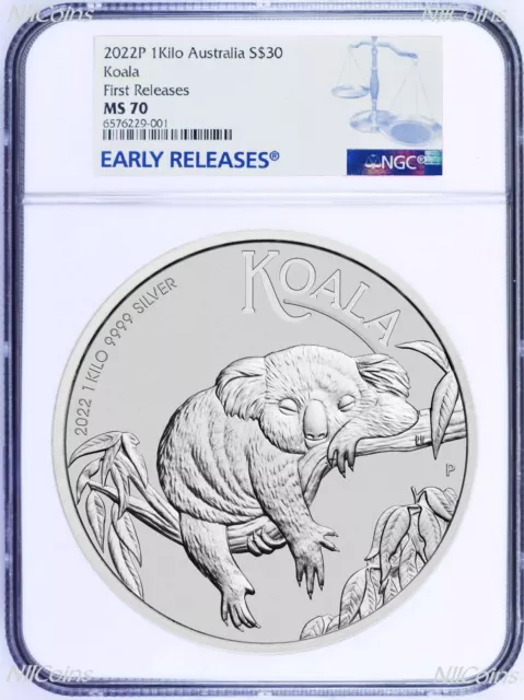 2022 Koala 1 Kilo .9999 Silver $30 Coin NGC MS70 1st Release 32.2oz FR