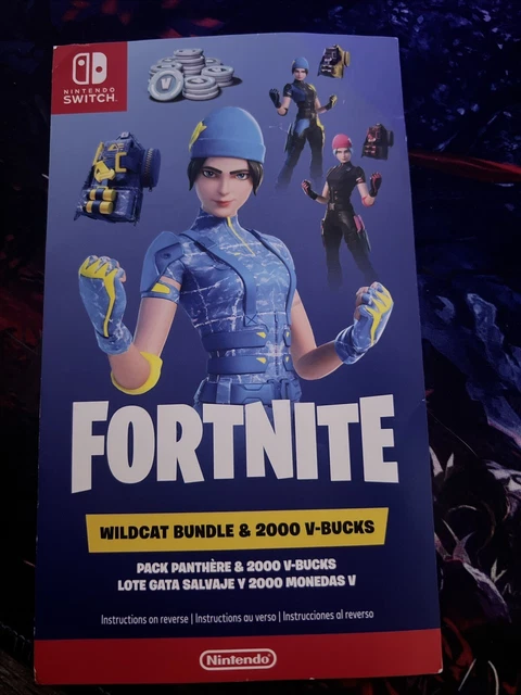 NINTENDO SWITCH FORTNITE WILDCAT BUNDLE VBUCKS CARD ONLY. READ