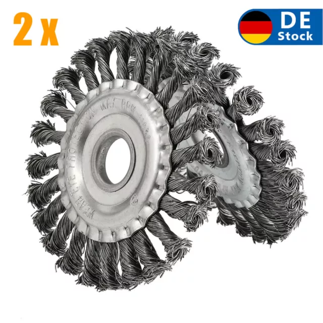 2 STK Ø125mm Zopfbürste Drahtbürste Scheibenbürste Gezopft-Rundbürste Für Flex