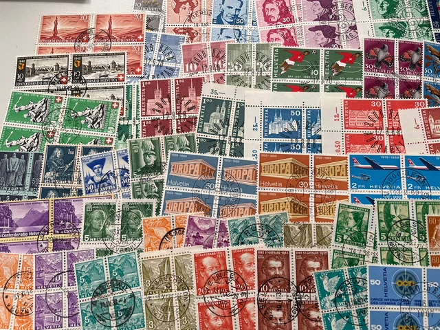 SWITZERLAND 100 X Blocks Of Four All Different Used Ref 4