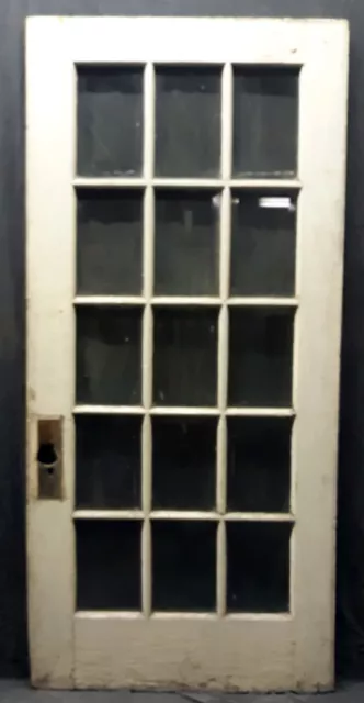 36"x80"x1.75" Antique Vintage Old Wood Wooden Exterior French Door Beveled Glass