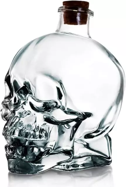 Skull Glass Decanter Bottle with Airtight Stopper - Whiskey Decanter for Wine, B