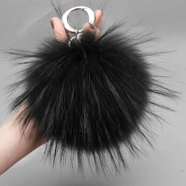 15cm Large Real Natural Fox Fur Ball PomPom Keychain Keyring Bag Pendant 2