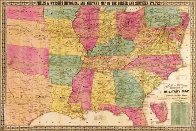 Poster, Many Sizes; Map Of Battles Of Civil War From 1861 To May 1864