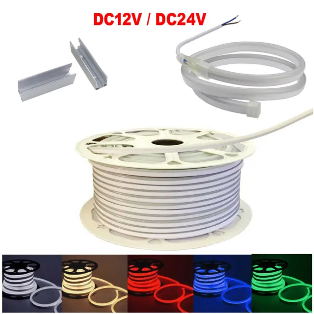 Luz de cuerda de neón tira de LED 1 ~ 50 m hágalo usted mismo 2835 120 LED/m flexible impermeable DC12V/24V