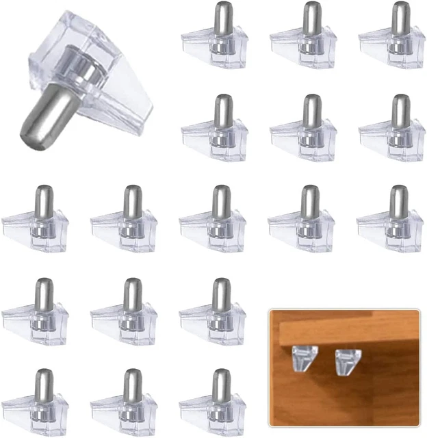 20 Pcs 5Mm Clear Plastic Cabinet Shelf Support Pins, Clear Shelf Support Pegs, S