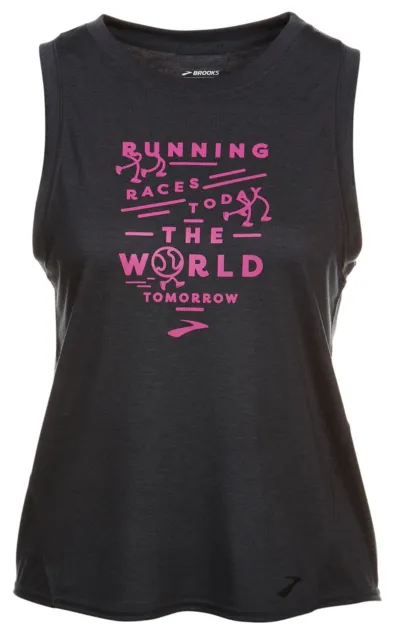 Brooks Women's Small Running Tank Distance Tank Gray Pink Sleeveless Top Shirt