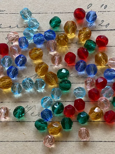 Lot 60 genuine vintage coloured faceted Swarovski crystal beads for jewellery