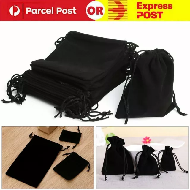 Black Velvet Pouch Drawstring Bags Wedding Favours Gift Party Jewellery Packing