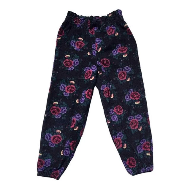 Vintage 90s Healthtex Floral Corduroy Paper Bag Pants Oshkosh Pink Roses Girls 6