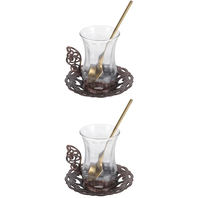 2 tazze da caffè trasparenti con piattino tazza da tè per ufficio quotidiano