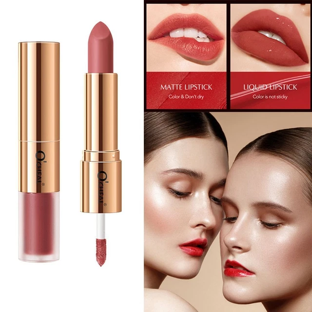 Glaçage à lèvres en velours Rouge à lèvres double tête 2 en 1 Longue durée