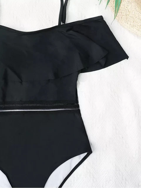 Maillot De Bain 1 Pièce Noir à Lacets - Monokini Taille 42/44 - Neuf Avec Étiquettes
