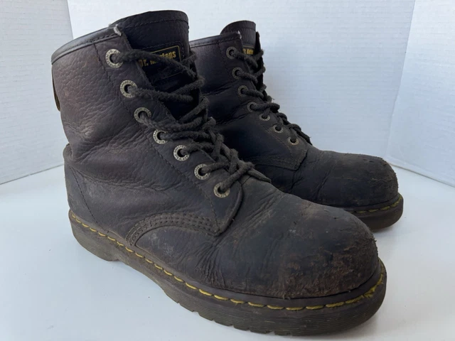 DR. DOC MARTENS Industrial Steel Toe Safety Boots Brown Mens Size 9 £46