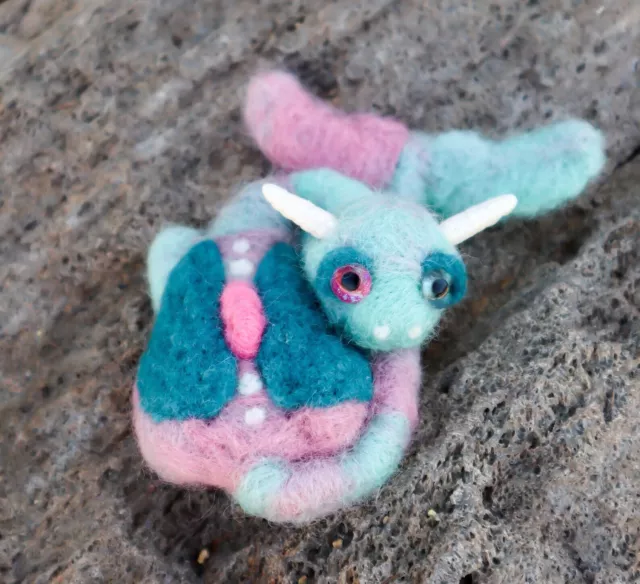 Marina - Baby Mermaid Dragon Needle Felted OOAK Soft Sculpture by Figland Fox