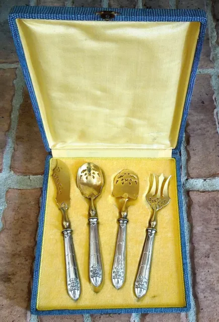 Antique French Sterling Silver .950  4pc serving set with Box