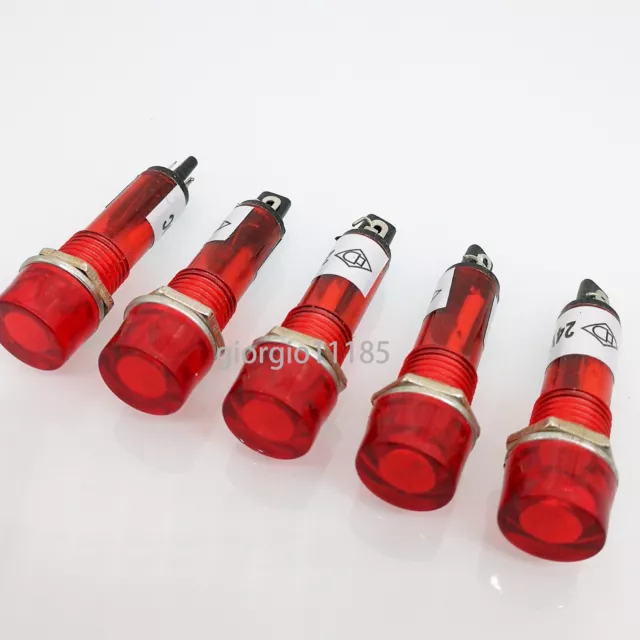 US Stock 5pc Red XD10-3 24V DC 10mm Power Signal Indicator Light Mini Pilot Lamp