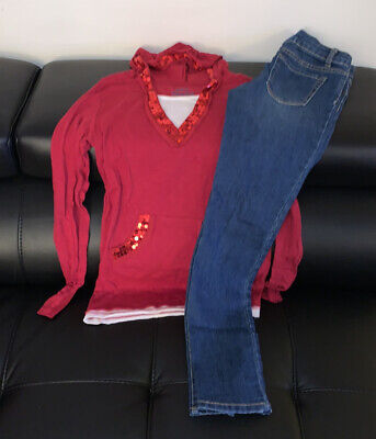 NWT MUDD sequin layered hoodie & Arizona Skinny Jeans size L 14