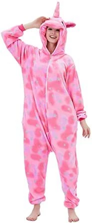 ABENCA Fleece Unicorn Bodysuit Pajamas for Women Adult Cartoon Animal Christmas