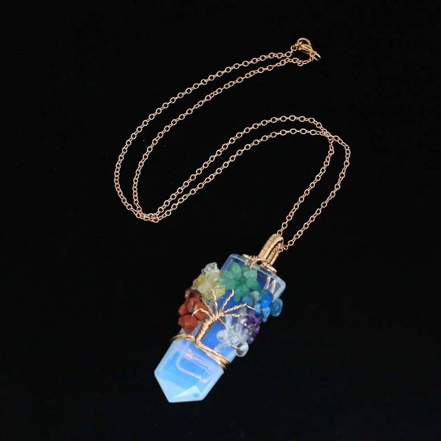 Natural Healing Crystal 7 Chakra Reiki Tree of Life Sword Stone Pendant Necklace 3
