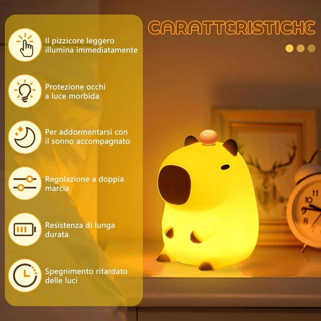 Luce Notturna Capybara | Piccola Lampada LED Per Cameretta O Soggiorno