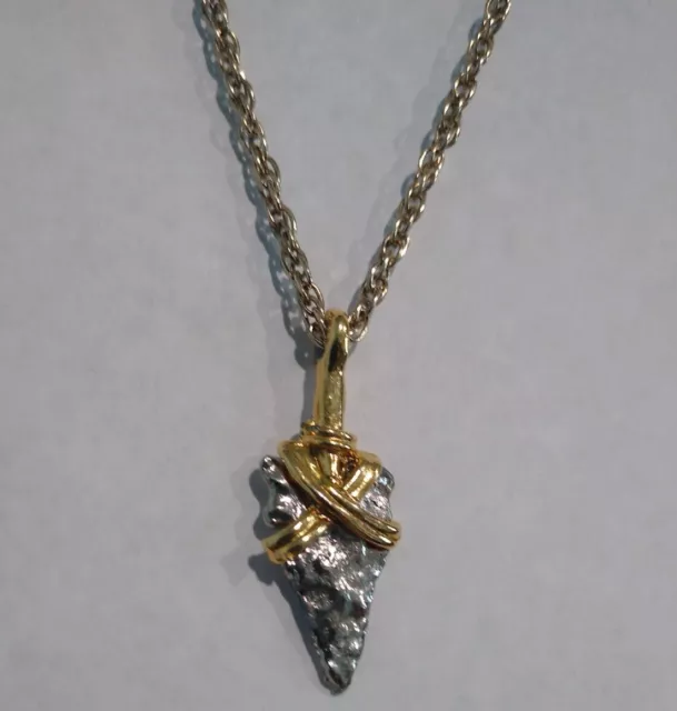 Vintage Silver Tone Wrapped in Gold Tone Arrowhead Men's Necklace 17.5" Two Tone Vintage Silver Tone Wrapped in Gold Tone Arrowhead Men's Necklace 17.5" Two Tone