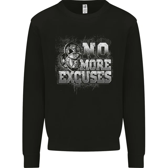 No Excuses Gym Training Top Bodybuilding Mens Sweatshirt Jumper