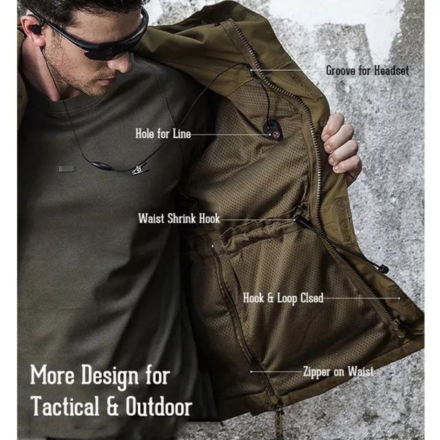 M65 Airsoft Jacket Manteau Soft Shell Vêtements résistant à l'eau Chasse Hunting 3