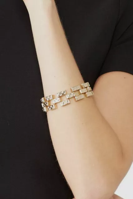 $450 Lulu Frost Women's Gold Plated Star Oversized Chain Link Bracelet Wristband