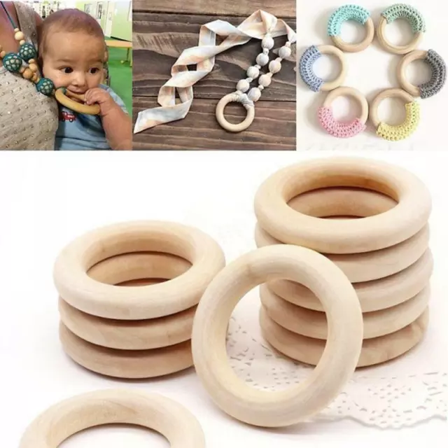 15-70MM Natural Wooden Circles Ring Making Baby Teething Beads Wood Ring Craft