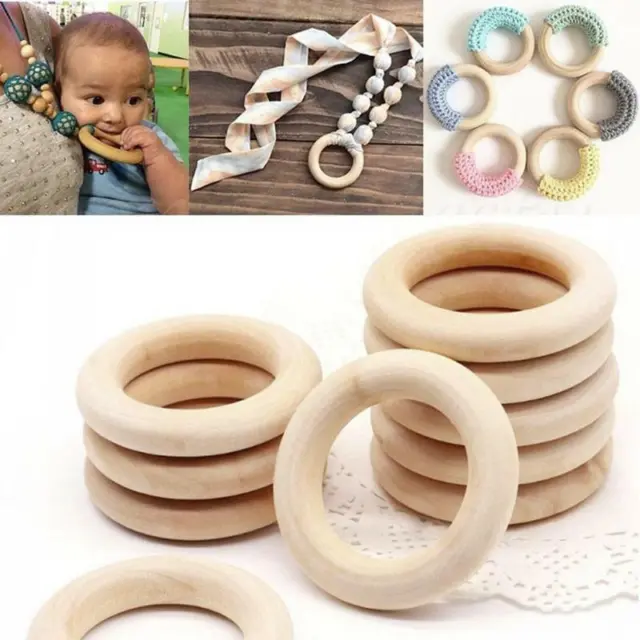 Newborn Baby's Natural Round Wood Teething Ring Wooden Teether Toy Gift 15-70M