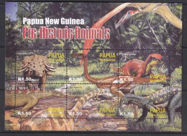 Papua New Guinea 2004 Prehistoric Animals Sg M/S 1015 Set 6 Within Sheet Mnh