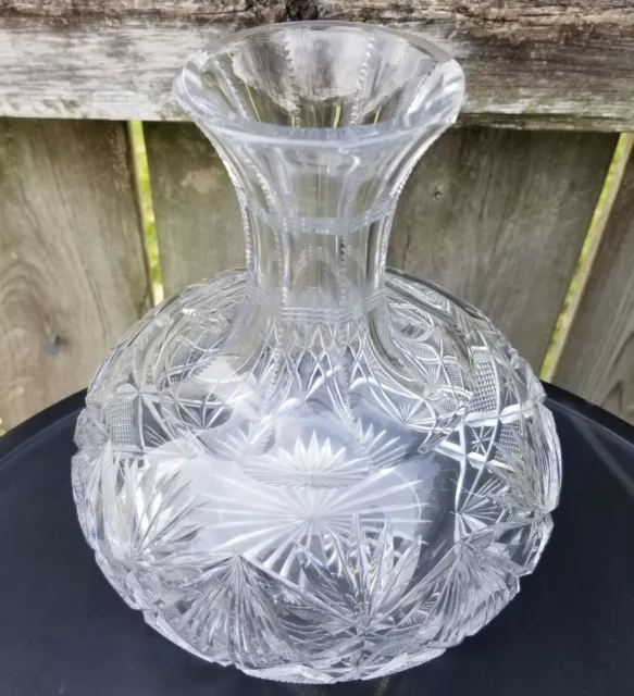 Pitkin & Brooks Cut Crystal Squat Carafe #78 Antique 1902 ABP Couple Tiny Dinks 2