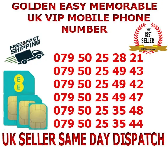 Golden Easy Memorable Uk Vip Mobile Phone Number/Platinum Sim ( Ee Network) B 21