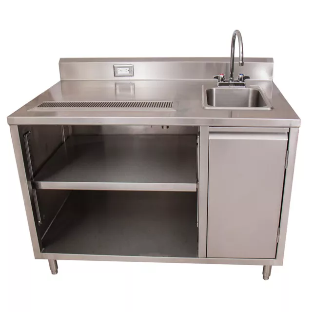 BK Resources BEVT-3048R 48"x30" Stainless Steel Beverage Table w/ Sink on Right