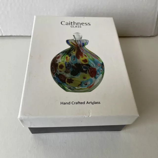 Caithness MILLEFIORI Glass Scent Perfume Bottle Hand Crafted + Stopper, Boxed