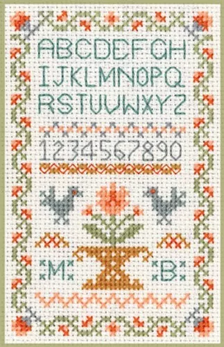 Traditioneller ABC-Sampler - Mini-Kreuzstich-Kit mit FARBKARTE 14 AIDA