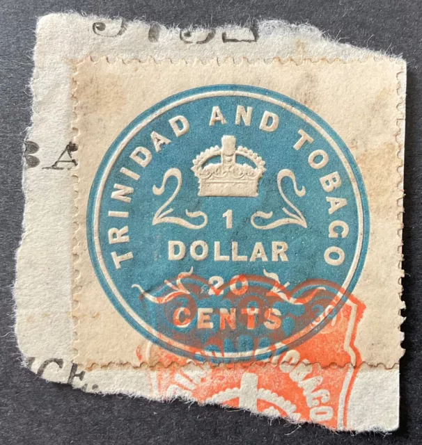 Trinidad  1880++ $1.20 revenue stamp on piece