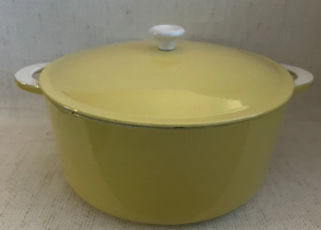 VTG Descoware Belgium Cast Iron Enamel Dutch Oven 8 3/4 Quart Yellow (R0-16A ?