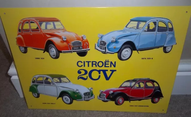 CITROEN 2CV, COLLAGE 4 TYPES, LARGE METAL SIGN 40x30cm, 16x12 INCH,FRENCH