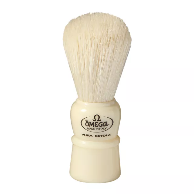 Piccolo Pennello da Barba Bianco Crema Omega Setole Suine Pura Setole Naturali