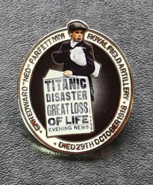 Edward "Ned" Parfett MM Enamel Pin Badge UK WW1 Titanic