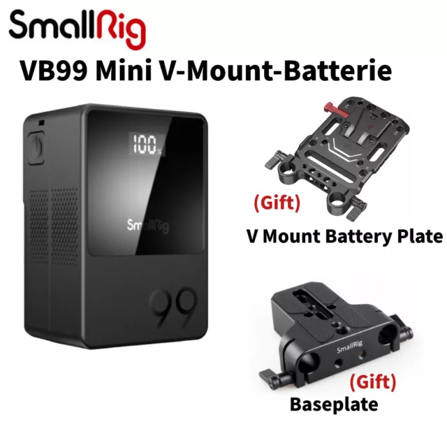 SmallRig VB99 Mini V Mount Battery 3580 (99Wh) for Sony Canon Kamera + Gift