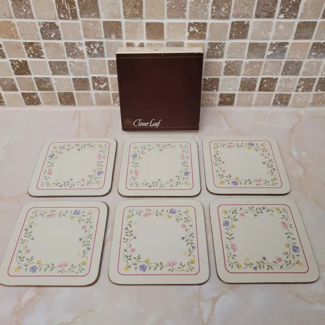 Cloverleaf Summer Chintz Coasters Set Of 6 Floral Square