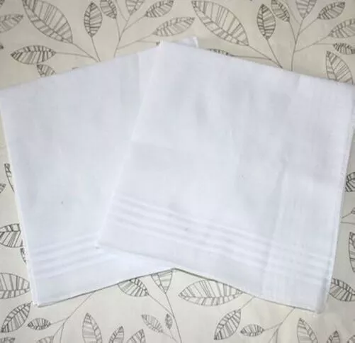 10 Stck. weiße Taschentücher 100 % Baumwolle quadratisch weich waschbar Taschentuch 34 cm