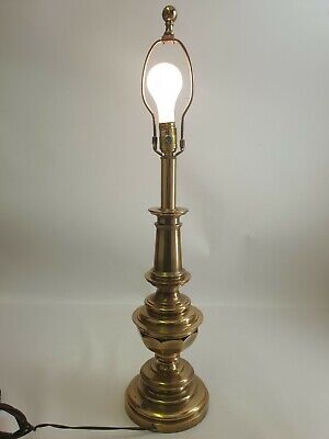 32" Stiffel MCM Heavy Brass Hollywood Regency Column/Urn/Trophy Table Lamp VTG