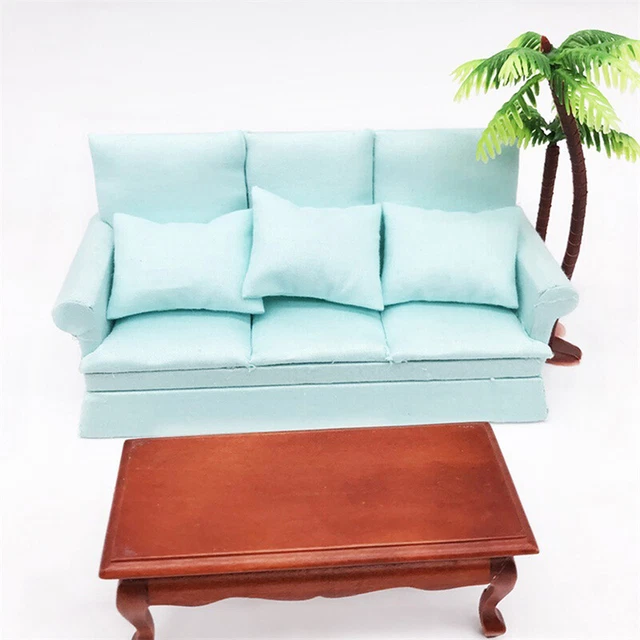 Mini Dollhouse Furniture Sofa With 3 pillows For Girl Doll House Toys TkJ-bf