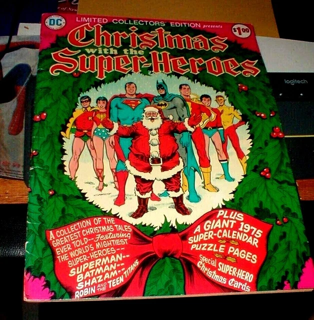 Ag22 Dc Limited Edition Oversized Comic C-34 Christmas The Superheroes Vg. 1975