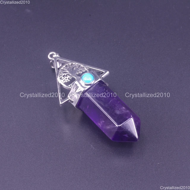 Natural Gemstone Life Tree Hexagonal Pointed Reiki Chakra Healing Pendant Beads 3